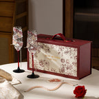 Luxury diamond-encrusted champagne flute set 2pcs with high-end gift box, wedding toasting glasses