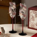 Pink diamond champagne flute set for wedding gift