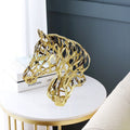 Luxury gold hollow-out horse head metal sculpture, modern art decor for home and hotel
