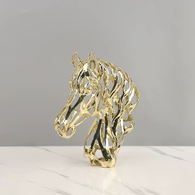 Modern hollow-out horse head metal art, minimalist home decor