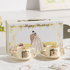 Luxury French style ceramic coffee cup set with premium gift box for wedding gift