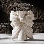 Ceramic bow vase product dimensions showing height width and opening size