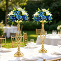 Luxury gold metal wedding flower stand with elegant tall centerpiece design for floral table decorations