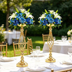 Luxury gold metal wedding flower stand with elegant tall centerpiece design for floral table decorations