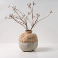 Wabi-Sabi resin decorative vase with woven texture and dried branches