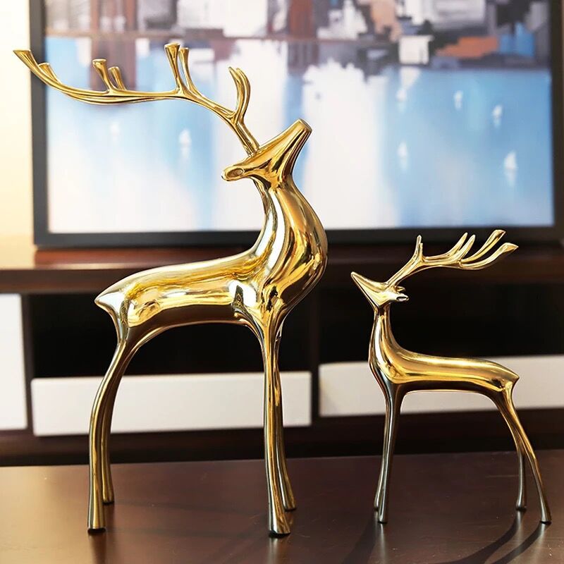 Luxury Gold Deer Sculpture Decorative Ornament Set