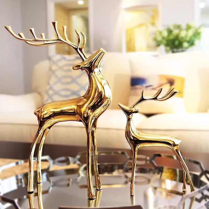 Luxury Gold Deer Sculpture Decorative Ornament Set
